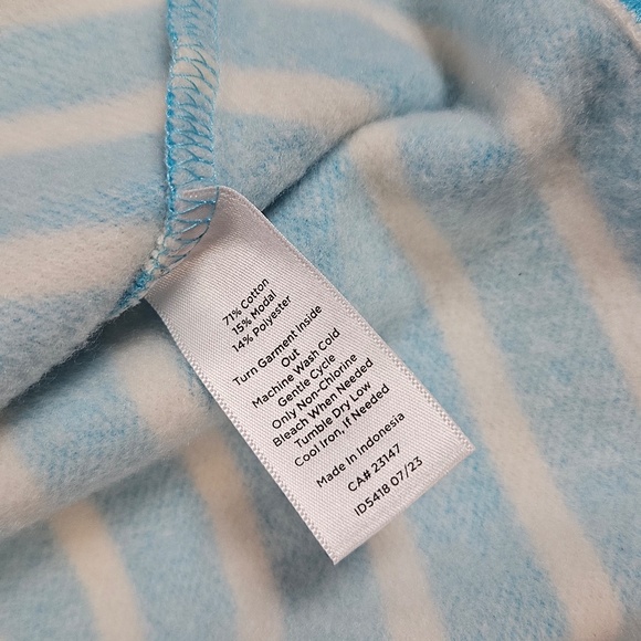 Talbots Shirt Womens Large Petite Blue White Striped Rugby Collar Pullover Knit - Picture 6 of 6